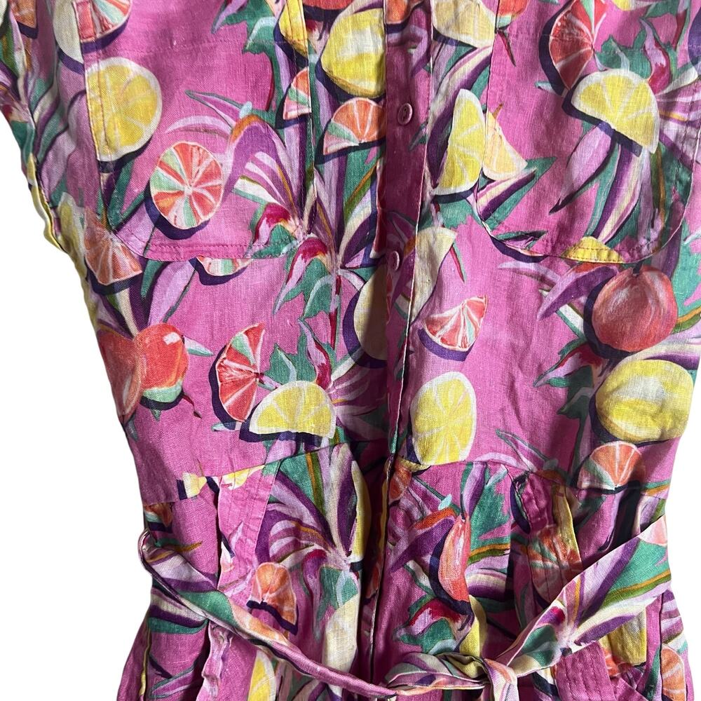 Scotch & Soda Pink Citrus Fruit Print Linen Tie Waist Romper Size M - Picture 10 of 16